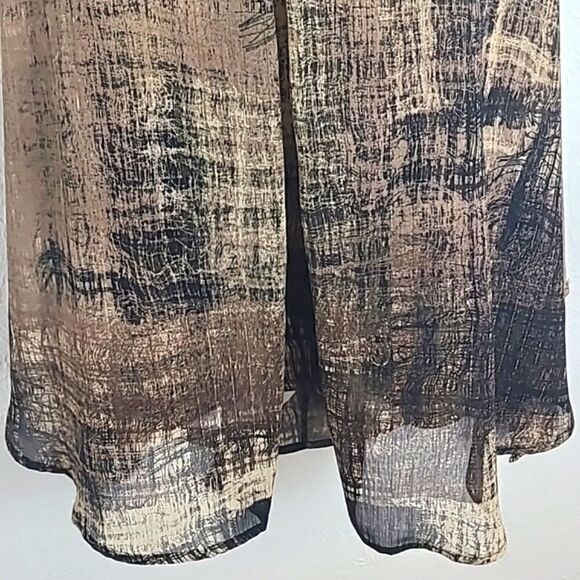 Dressbarn Sleeveless Cami with Sheer Overlay Panels, Brown Black, Tan, Sz Medium - Picture 3 of 9